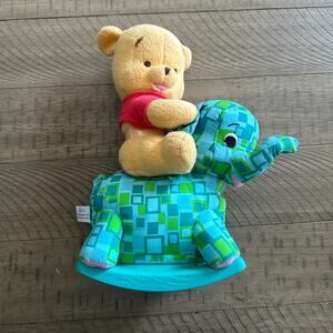 2001 Disney Baby Winnie The Pooh bear on Rocking Elephant Musical
